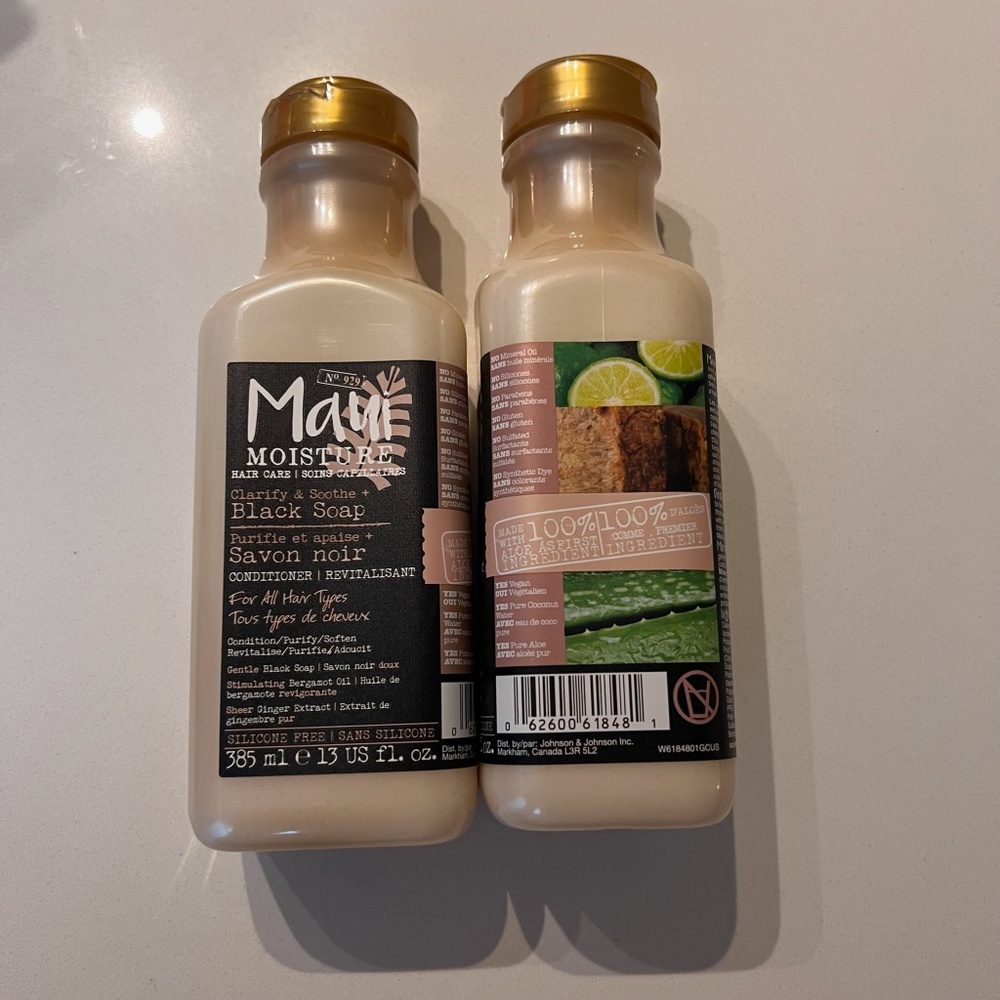 NEW x2 Maui Moisture Hair Care Conditioner Clarify & Soothe Black Soap 385ml